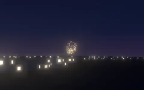 青森ねぶた祭協賛 青森花火大会の候補地から見た花火(ハナビューの3D表示)