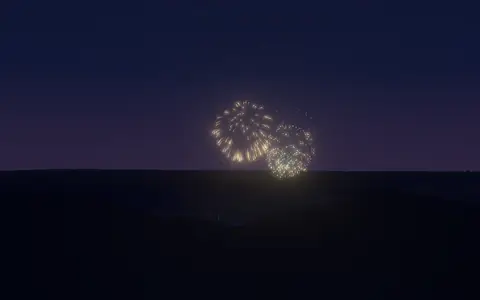 びわ湖大花火大会の候補地から見た花火(ハナビューの3D表示)