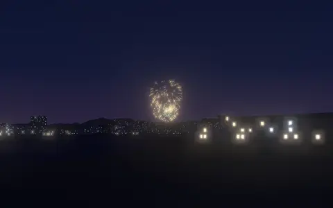 広島みなと夢花火大会の候補地から見た花火(ハナビューの3D表示)