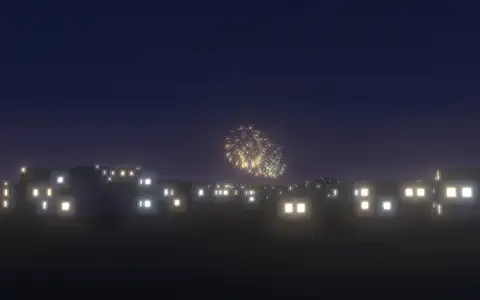 いたばし花火大会の候補地から見た花火(ハナビューの3D表示)
