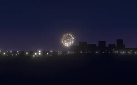 みなとHANABIの候補地から見た花火(ハナビューの3D表示)