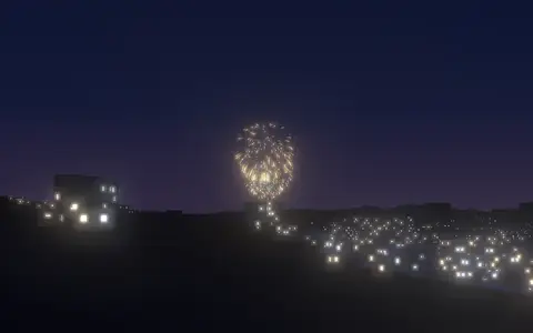 松江水郷祭 湖上花火大会の候補地から見た花火(ハナビューの3D表示)