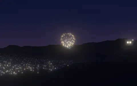 ながさきみなとまつりの候補地から見た花火(ハナビューの3D表示)