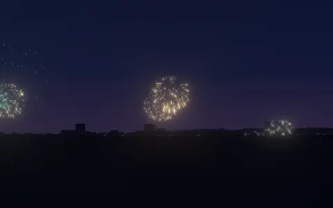 岡崎城下家康公夏まつり 花火大会の候補地から見た花火(ハナビューの3D表示)