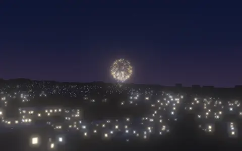 仙台七夕花火祭の候補地から見た花火(ハナビューの3D表示)